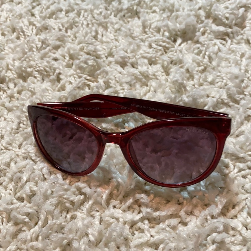 Red Tommy Hilfiger sunglasses